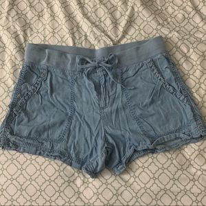 light denim colored linen shorts